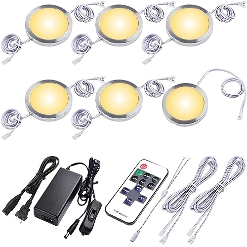 Lvyinyin Kitchen Underneath Cabinet LED Puck Light, Hutch Backsplash Back Lighting, 110V Plug in...