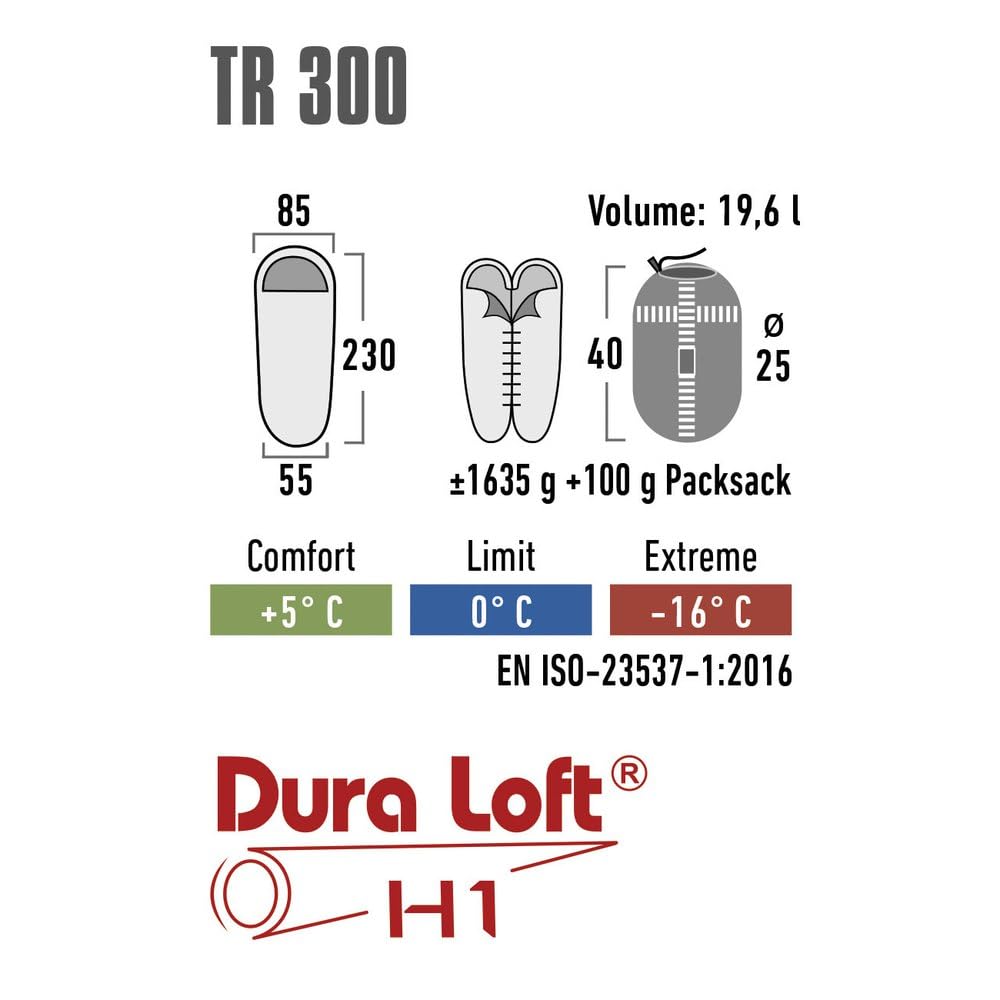 High Peak Mumien Schlafsack TR 300 Allround Trekking 4 Jahreszeiten Leicht -16°C RV Links