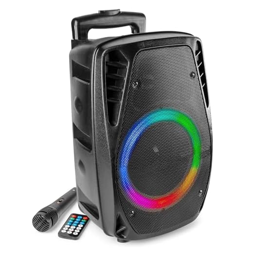 Fenton FT8LED - Altavoz portátil con batería y LED Integrados, Potencia 300 W, tecnología Bluetooth 5.0, Reproductor MP3 Integrado y micrófono Incluido