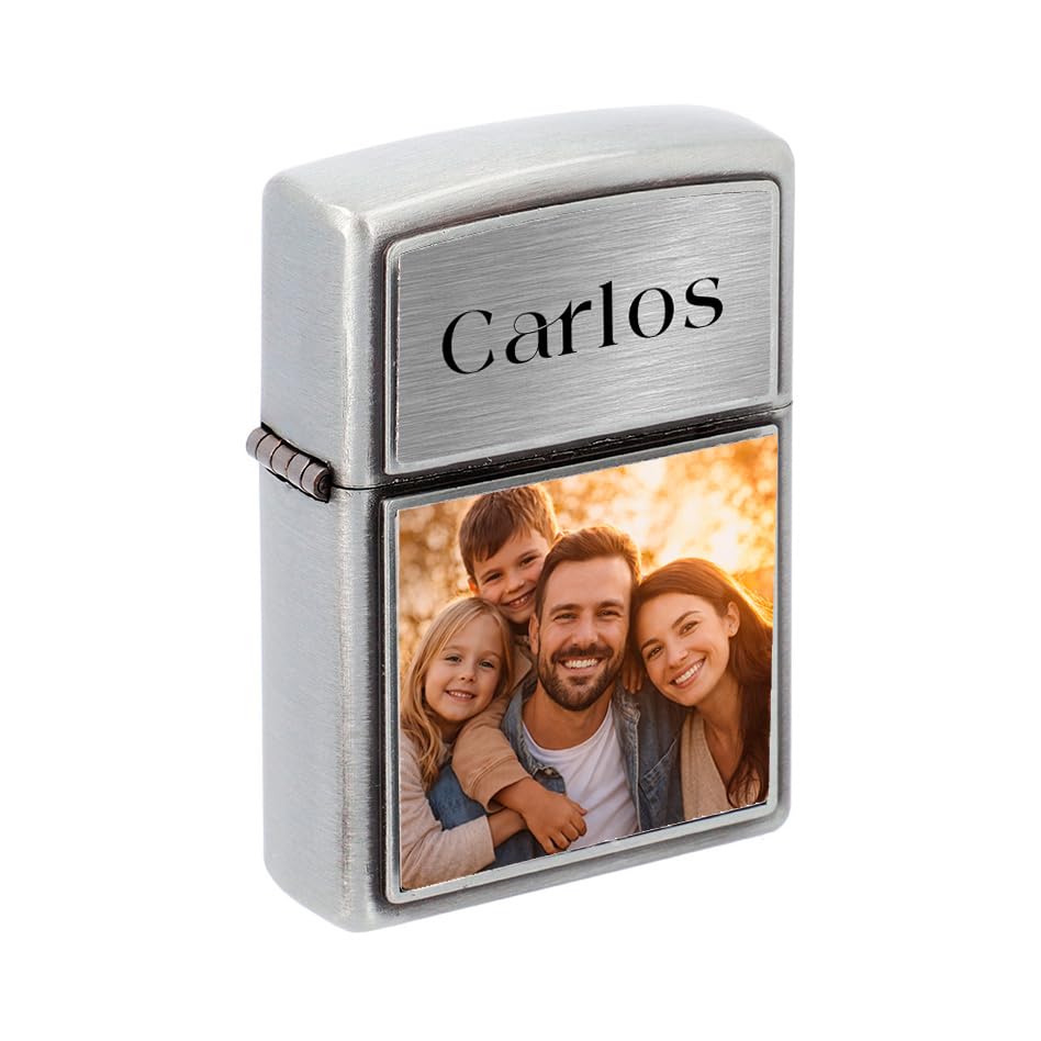 Mechero Personalizado Foto Encendedor Recargable con Caja Regalo Hombre Día del Padre Papá Original para Invitados, Boda, Cumpleaños, Fiestas