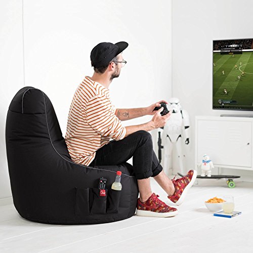 GAMEWAREZ Cosmic Lightning 2.0 Sitzsack – Gaming-Sitzsack mit Rückenlehne zum Zocken, praktische Seitentasche zur… – Bild 5