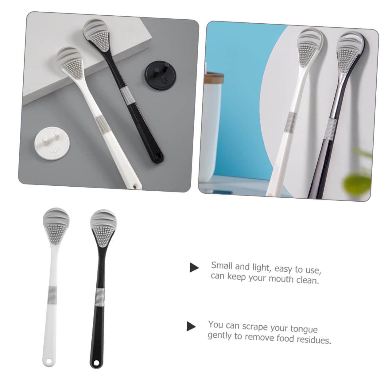 HAPINARY Tongue Brush for Adults Tongue Cleaning Brush Set Oral Tools for Men Women