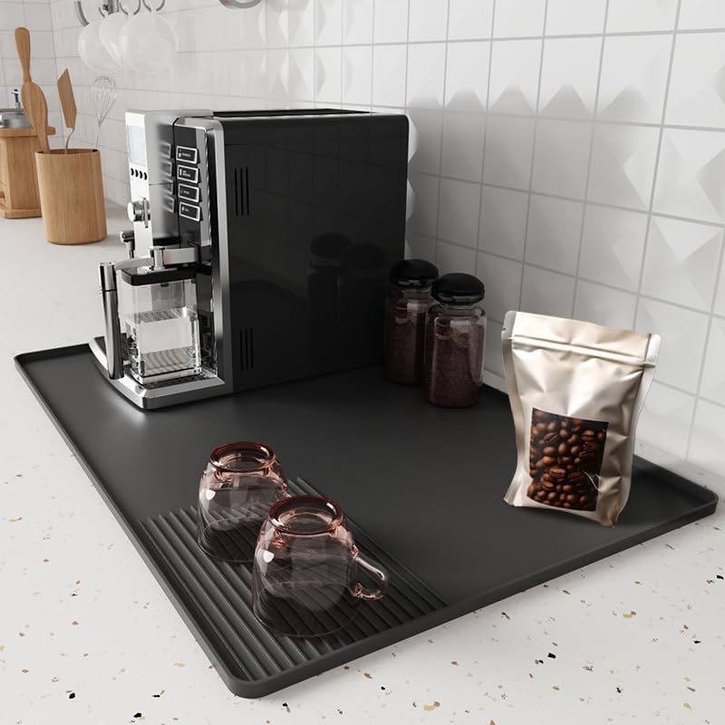 Image of MTRoyaldia Coffee Maker Mat for Kitchen Counter with Tamping Mat, 40x60cm Silicone Coffee Bar Pad, Anti-Slip, Heat Resistant Pad for Espresso Machines, Dinner Plates, Ice Cream Machines