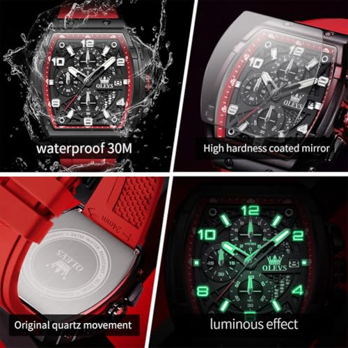 Image of OLEVS Mens Watches Stylish Chronograph Waterproof Luminous Silicon Strap Multifunction Watches for Men Business Men Wrist Watch
