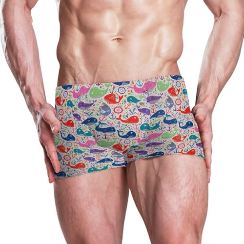 Cute Whale Mens Swim Trunk Swimwear Bathing Suit Swim Brief Square Leg Board Short S B04046732
