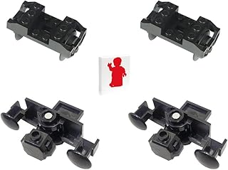LEGO Parts, Bricks, and Pieces - Black Train Parts Combo Pack (2 X Buffer Beam with Sealed Magnets and 2 X Train Wheel RC, Holder with 2 Black Train Wheels)