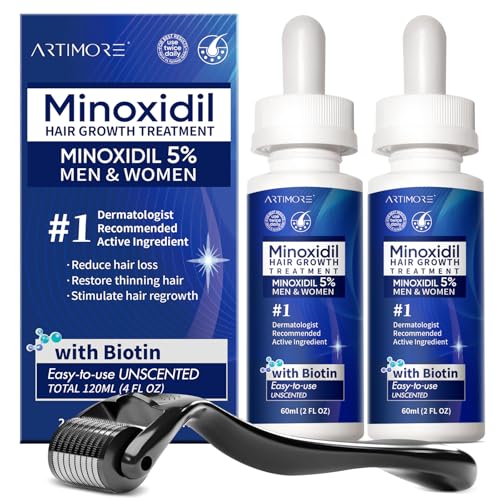 Advanced 5% Minoxidil for Women Hair Growth Serum Minoxidil for Men Extra Strength Minoxidil Liquid Solution for Thicker Fuller Hair (4 FL OZ Dropper 2pcs)