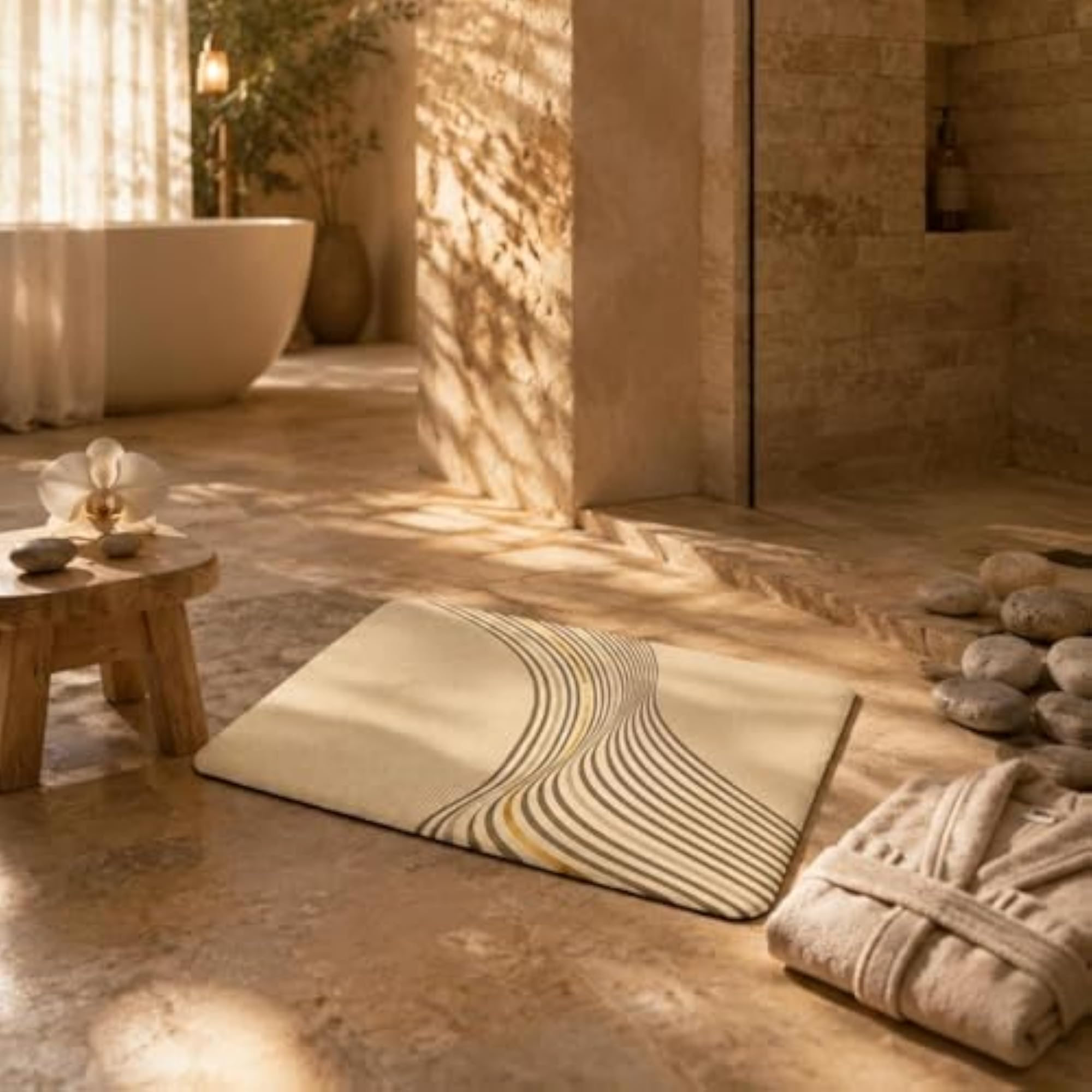 Diatomite Bath Mat with Rounded Corners