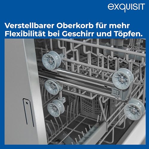 Exquisit START Geschirrspüler 60 cm, 13 Maßgedecke, Unterbaufähig, 11 Liter, Startzeitvorwahl, Restlaufanzeige, 7 Spülprogramme, GSP9313-030E inox