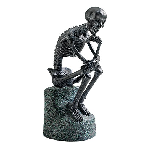 Design Toscano CL56562 Skeleton Thinker Decorative Statue, 10 Inch, Dark Gray Finish