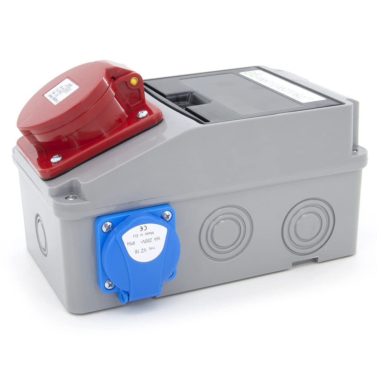ELS Elektrotechnika Steckdosenverteiler Baustromverteiler Wandverteiler Schuko 2x230V + Sicherungen Leitungsschutzschalter 1x LS C16 + Fehlerstromschutzschalter FI 40/4/0.03A Verdrahtet Anschlußfertig