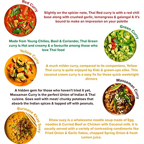 Image of EL The Cook Ultimate Asian Curry Paste Combo for 5 Exotic Thai Style curries | Easy to Cook, Ready in 10 min | Just Add Coconut Milk and Chicken / Veg| Serves 4 x 5 (50 grams Each)