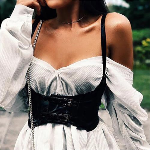 Women's Waist Belt Corset PU Leather Adjustable Punk Cummerbund Wide Belts Dress Waistband Cincher 1PC4
