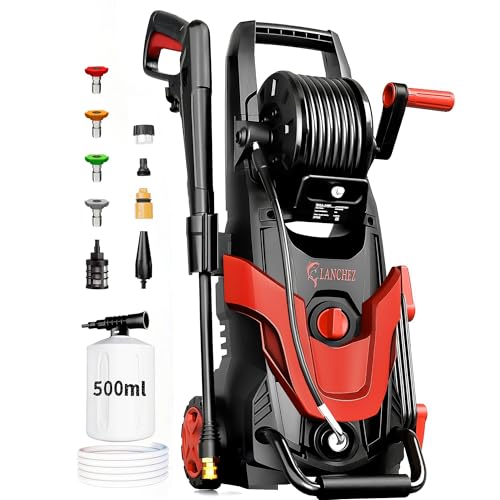 4800 MAX PSI P*ressure P*ower W*Asher, 4 N*ozzles and F*OAM C*annon P*ower Cleaner (Red)