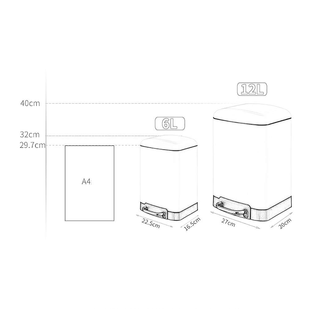 Cubo de basura alto para cocina, con tapa, clasificación de acero inoxidable con tapa, pedal, baño, sala de estar, cocina, dormitorio (negro, 12 L)