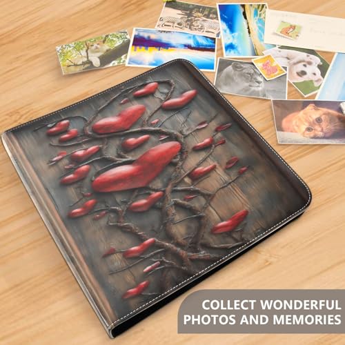 Álbum de fotos adhesivo para bricolaje Scrapbook con diseño de corazón, encuadernado de 3 anillas, 40 páginas, tamaño 11.8 x 11.2 pulgadas miniatura 5