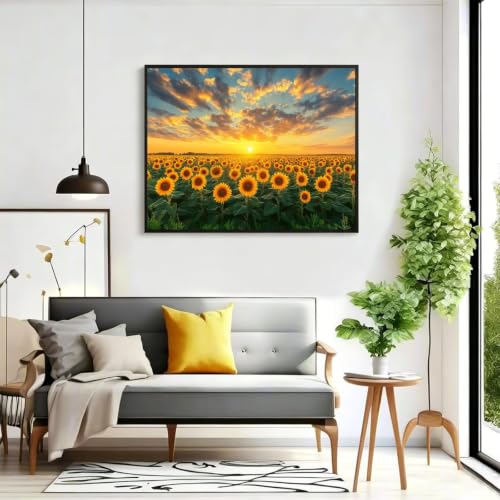Cuadros para pintar por numeros girasol para decorar el salon con paisajes calidos de acrilico 2