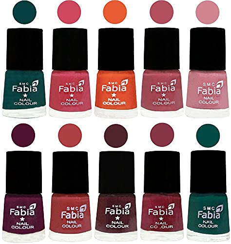 Image of ALL IN ONE (PACK OF 10), Long Lasting Glossy Nail Polish, 6 ml Each, All Vibrant Colours,02114