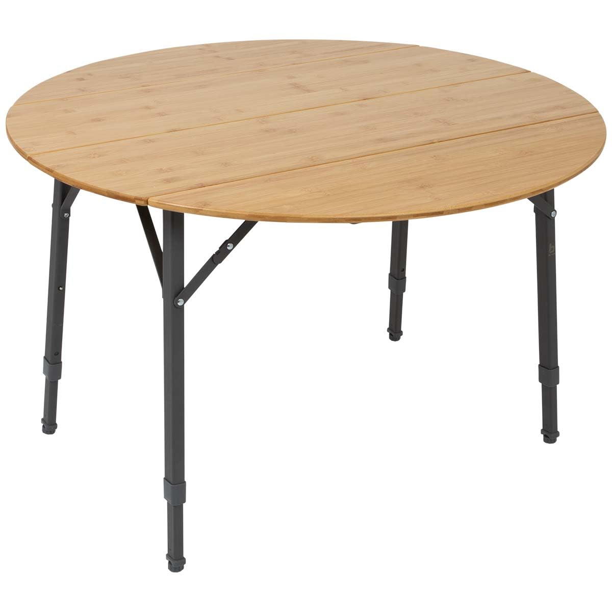 Table legere de camping Bo-Camp d.90 cm avec plateau rond resistant pour repas de plein air