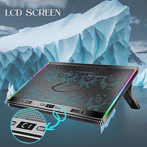 CLAW Iceberg F4 RGB Laptop Cooling Pad with 8 Motor Fans, 7 Adjustable Height with LCD Screen | Black - Image 6
