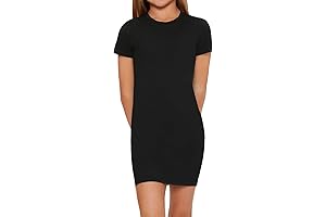 Girl's Stylish Short-Sleeve Crew-Neck Bodycon Dress