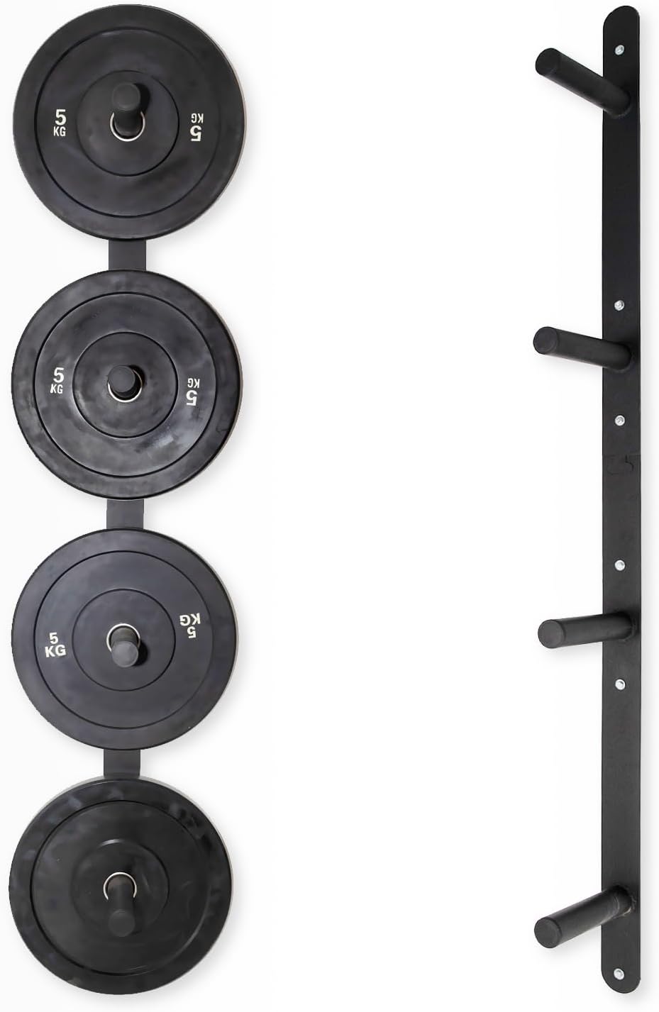 Signature Fitness Weight Plate Storage Rack, Weight Plate Holder Wall Mounted Bumper Plate Storage for Home Gym, Fit 2" Olympic Plates, 4 Pegs