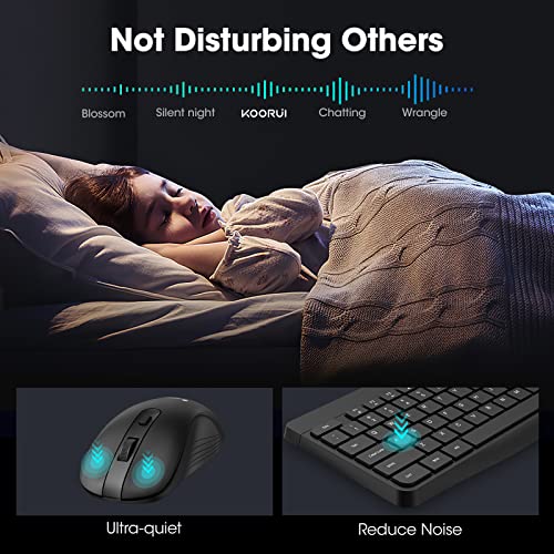 Koorui Wireless Keyboard And Mouse Combos, 12 Multimedia And Shortcut Keys Uk Layout Full Size Keyboard And Mouse Set For Windows,Macos,Linux-Black (Battery Not Included) - 6
