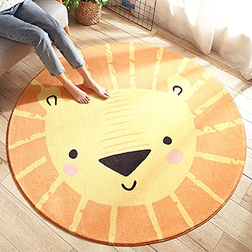 Tapis rond animal jaune microfibre pour sols glissants et froids