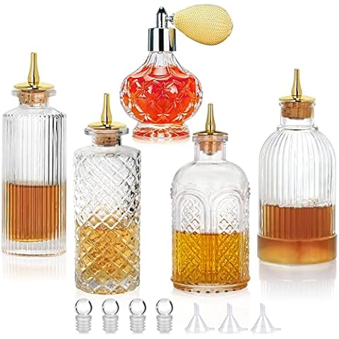 SuproBarware Bitters Bottle Set with Gold Tops Cover