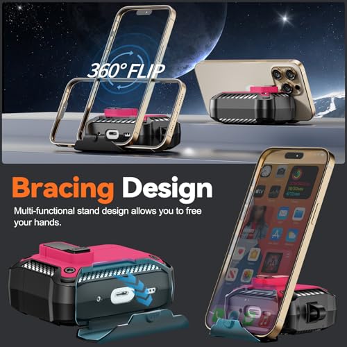 Image of for AirPods Pro 3 Case with Lock & Phone Stand(Rose red) | Automatic Snap Switch Lock,Carbon Fiber Texture Design Cover with Cleaner Kit