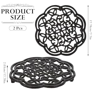 2castirontrivetsheavydutyroundmetaltrivetheatresistantforhotdishpotpanplateteapotcastironhotdishplateholderforcountertopdiningtablekitchen Urban Country Home Decor 2 cast iron trivets heavy duty round metal trivet heat resistant for hot dish pot pan plate teapot cast iron hot dish plate holder for countertop dining table kitchen urban country home decor