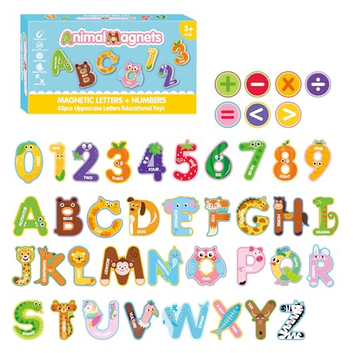 CELAENO アルファベット マグネット 冷蔵庫 ホワイトボード 英語文字 アルファベット 大文字 数字 多数量 磁力強力 ステッカー 43pcs