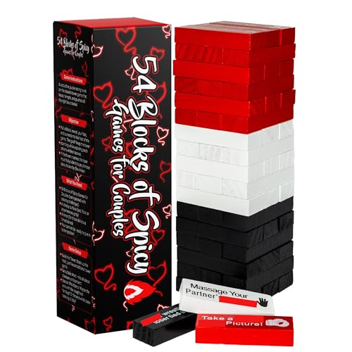 54 Blocks of Spicy Games for Couples - Romantic Games for Date Night Block Tower Date Night Gifts for Couples