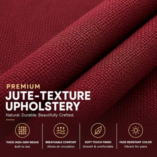 Image of Seventh Heaven 2 Seater 6 * 4 Jute Fabric Washable Cover Sofa Cum Bed with 2 Cushions 2 Seater Double Foam Fold Out Sofa Cum Bed (Finish Color - Maroon Delivery Condition - Pre-Assembled)