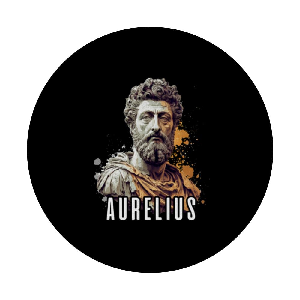 Marcus Aurelius Stoicism Stoic Philosophy Roman Emperor PopSockets Swappable PopGrip, Black - Image 3