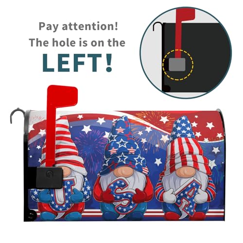 image for Granbey Patriotic Gnomes USA Flag Mailbox Cover Magnetic Independence 