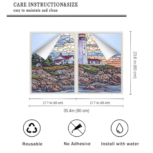 Vinilos para ventana Rustic Lighthouse 17.7 x 23.6 pulg x2 miniatura 2
