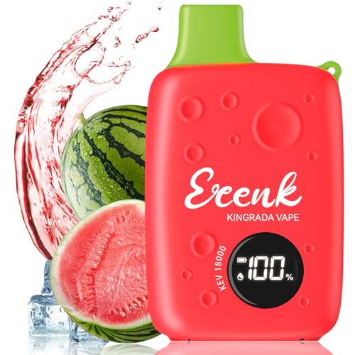 Ecenk Vaper Sin Nicotina 12000 Caladas, Vaper Recargable Pod desechable Cigarrillo Electrónico 10 Sabores Pantalla de Visualización LED, Cantidad de Humo Ajustable, Cordón Adjunto (Hielo de Sandía)