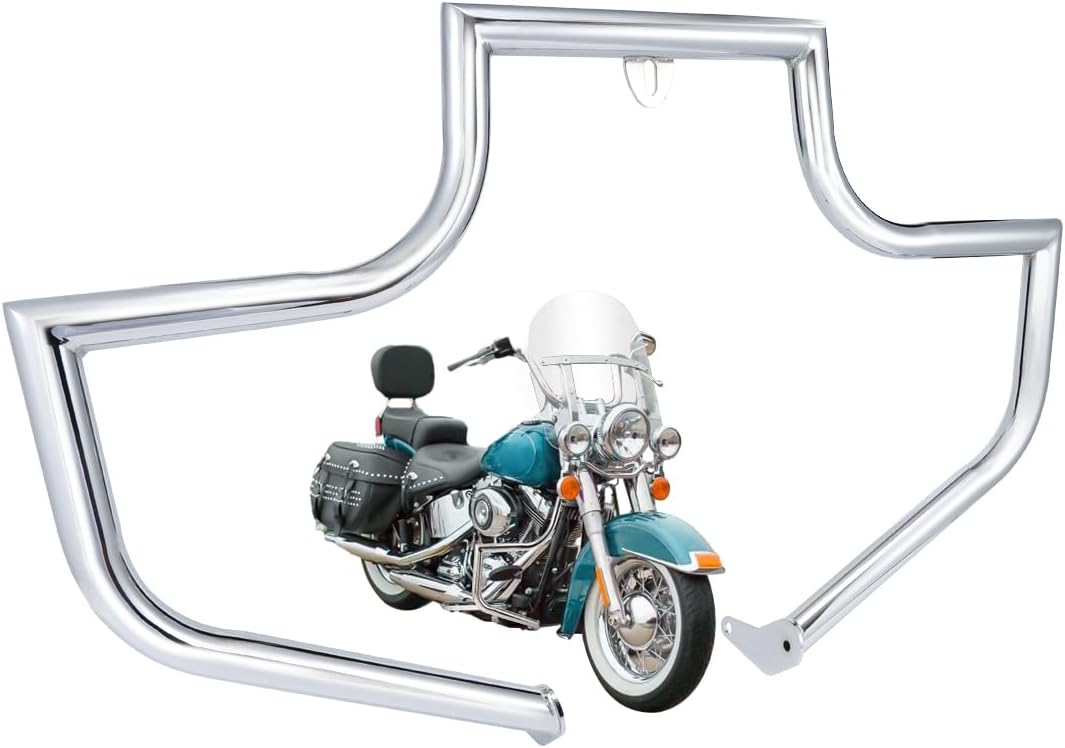 Engine Guard Protector Crash Bar Compatible with Harley Davidson Heritage Softail Fatboy 2000-2017 Motorcycle Highway Freeway Bars, Chrome