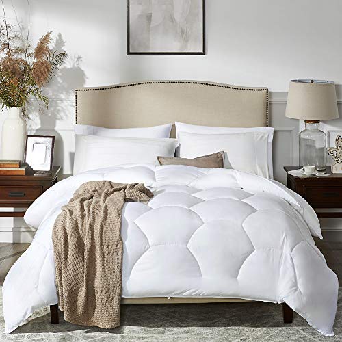 MoMA White Quilted Queen Comforter - Duvet Insert Comforter Set - Elegant Bedding for Comfort -Soft Comforter - Hotel Style Down Alternative Comforter - Hexagonal Lattice Design Comforter - 86