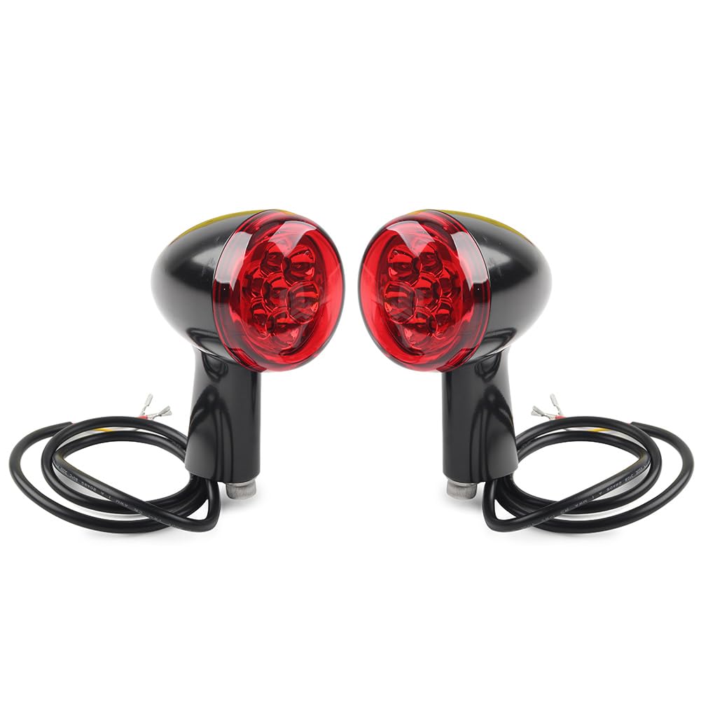 Liru Motorcycle LED Rear Turn Signals, LED Turn Signals Lights Black Shell With Dark Red Lens, Motorcycle LED Indicator Compatible for Harley for Sportster XL 883 1200 1992-2022