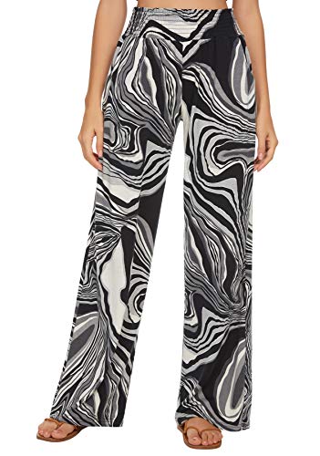 EXCHIC Femme Taille Elastique Boho Haram Pantalon Casual Plage Hippie Pantalon Yoga avec Poches (L, Series 2#12)