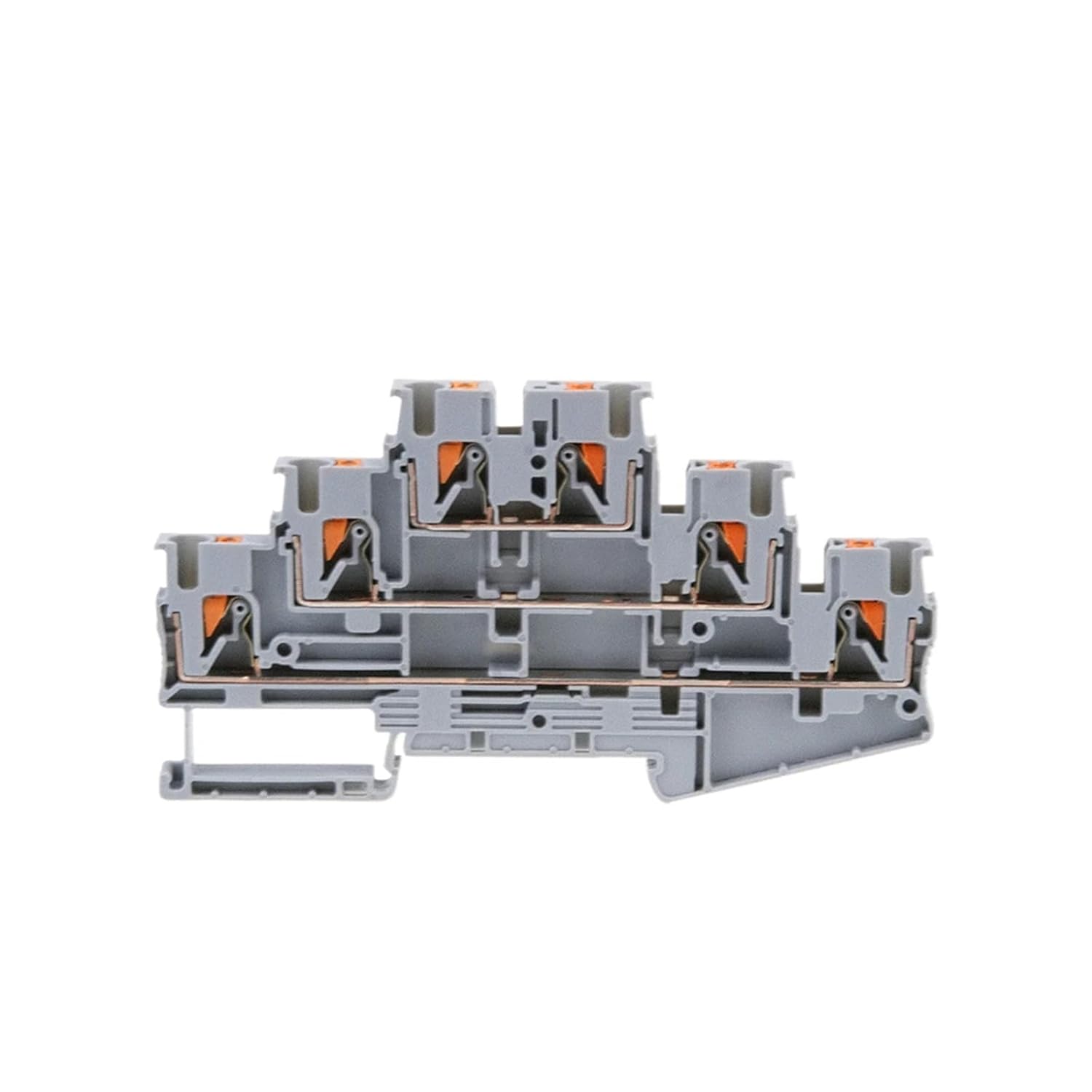 1-Piece DIN Rail Terminal Block PT2.5-3L Three-Layer Spring Terminal Block Wire Connector DIN Rail(Gray)