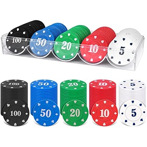 Poker Chip Set 100 Stücke Pokerset Casino Plastik Spielchips Bingo Chips Game Chips Roulette Casino Chips Poker Tokens Pokerset Mit Acryl Box Pokerkoffer Für Counting Marker Mathematik Lernen Cover