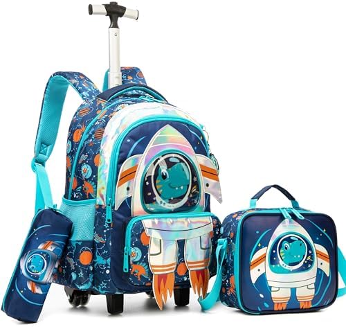 Meetbelify Kids Rolling Backpack with Wheels for Boys Elementary ...