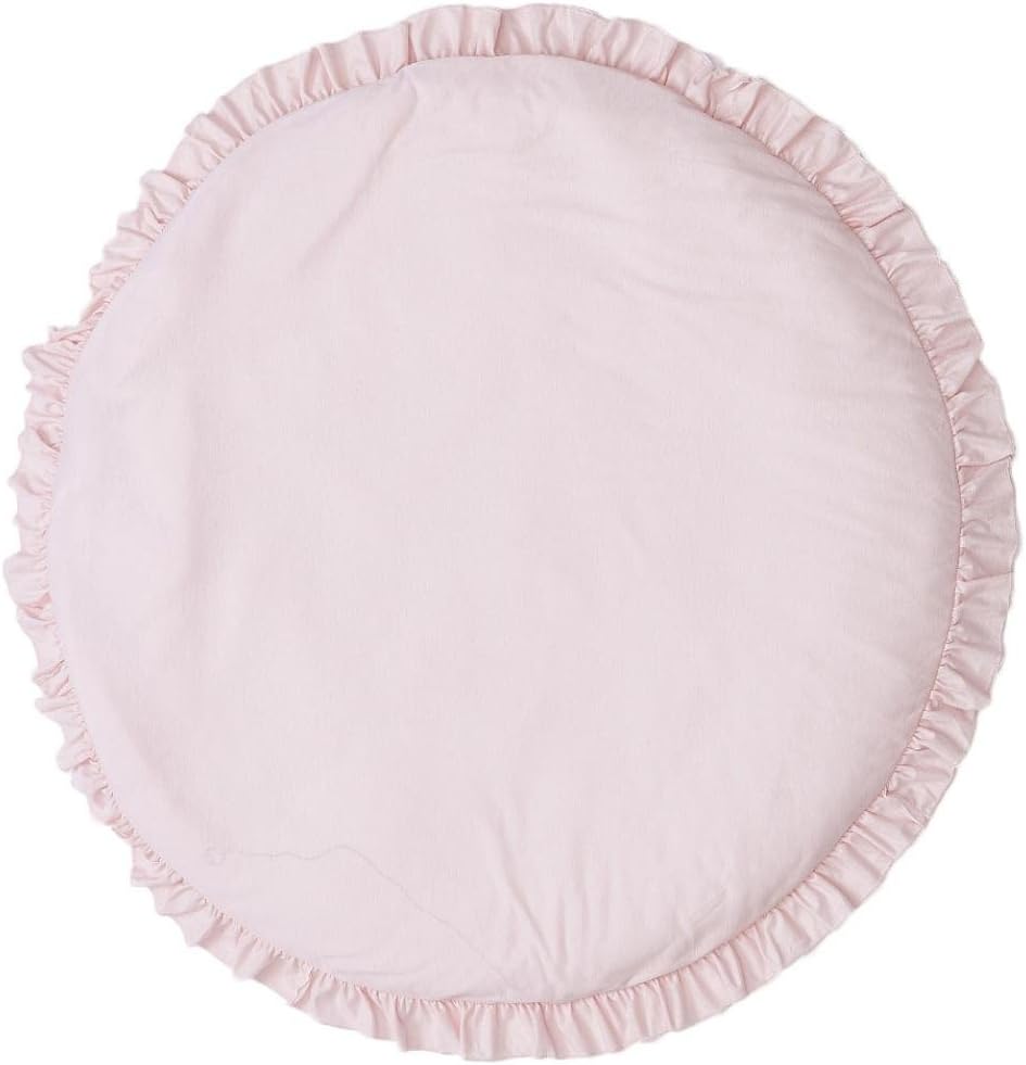 Solid Color Ruffle Rim Round Soft Crawling Mat Baby Playing Floor Cushion Pad Decor