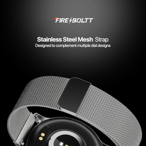 Image of Fire-Boltt 22mm Silver Mesh Metal Replacement Strap for Smartwatch | Stainless Steel Magnetic Watch Band | Durable Stylish Wrist Strap Compatible Smart Watches