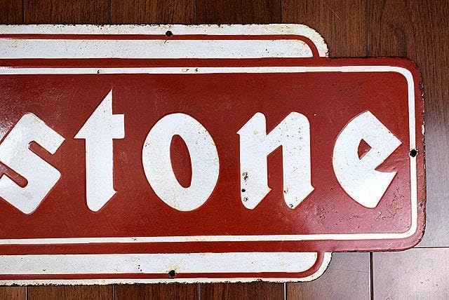 ビンテージ 看板 Firestone ファイヤーストーン 幅55cm 両面 / アンティーク　アメリカ　世田谷ベース