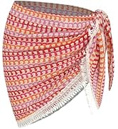 ZAFUL Womens Crochet Cover Up Mini Skirts Knit Fishnet See Through Tie Side Beach Wrap Bathing Su...