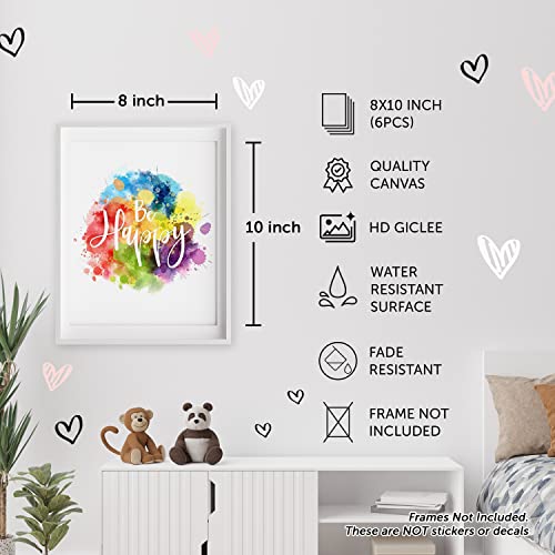 Designs By Maria Inc. Set Of 6 Unframed Colorful Abstract Wall Art Positive Quotes Wall Decor Prints | Creative Room Decor | Classroom Wall Art Posters | Bedroom Decoration For Boys & Girls (8"X10") #TOP2